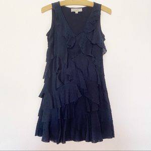 LOFT Navy Blue Ruffle Dress 0P
